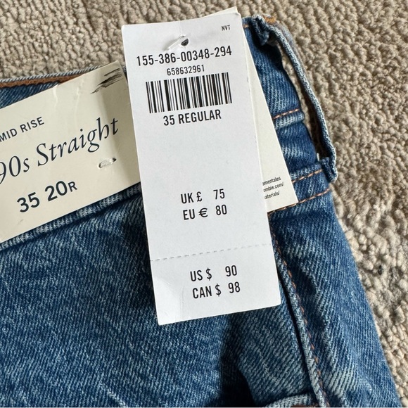 Abercrombie jeans 90s straight leg mid rise Size 35 / 20 new with tags - Picture 8 of 15